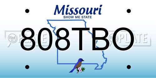 808TBO Missouri License Plate