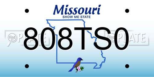 808TS0 Missouri License Plate