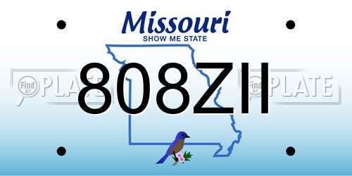 808ZII Missouri License Plate