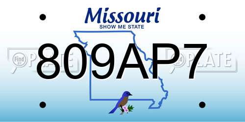 809AP7 Missouri License Plate