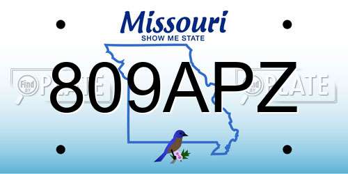 809APZ Missouri License Plate
