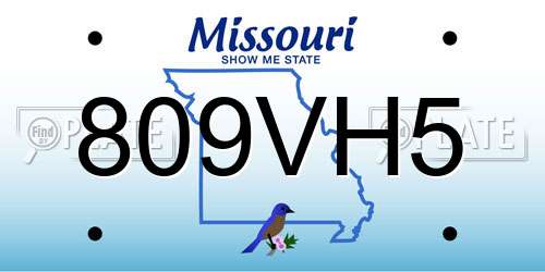 809VH5 Missouri License Plate