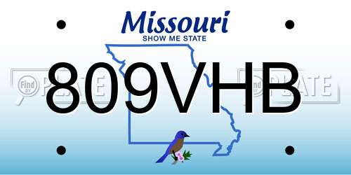 809VHB Missouri License Plate
