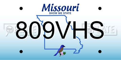 809VHS Missouri License Plate