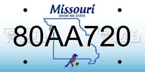 80AA720 Missouri License Plate