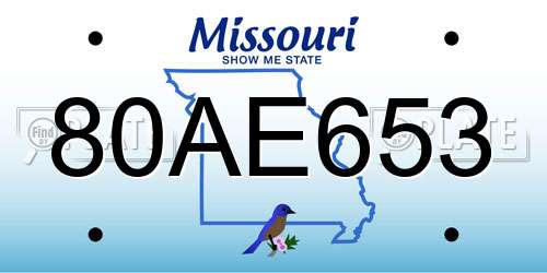 80AE653 Missouri License Plate
