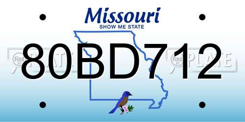80BD712 Missouri License Plate