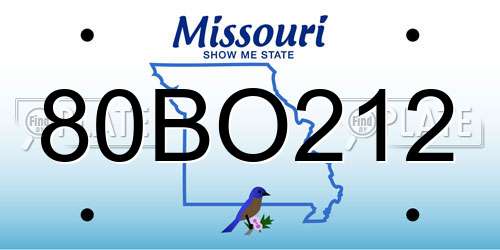 80BO212 Missouri License Plate