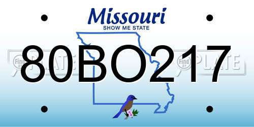 80BO217 Missouri License Plate