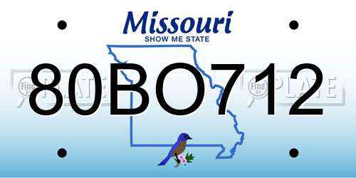 80BO712 Missouri License Plate