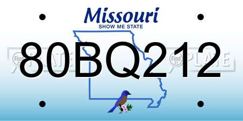 80BQ212 Missouri License Plate
