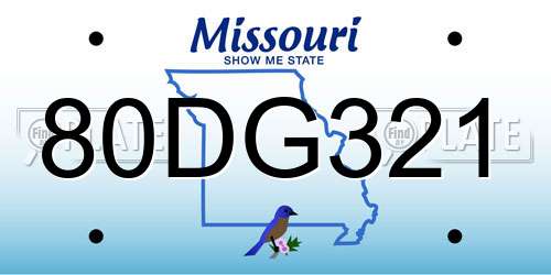 80DG321 Missouri License Plate
