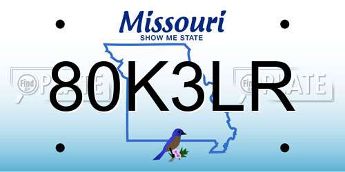 80K3LR Missouri License Plate