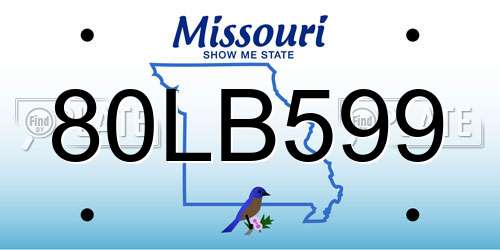 80LB599 Missouri License Plate