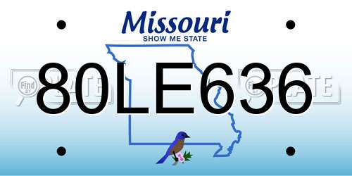 80LE636 Missouri License Plate