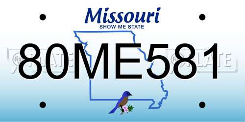 80ME581 Missouri License Plate