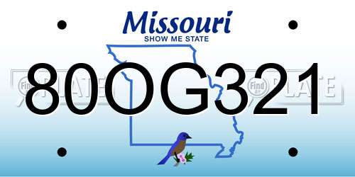 80OG321 Missouri License Plate