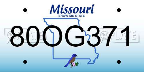 80OG371 Missouri License Plate