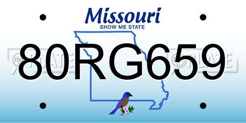 80RG659 Missouri License Plate