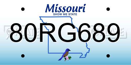 80RG689 Missouri License Plate