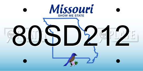 80SD212 Missouri License Plate