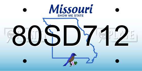 80SD712 Missouri License Plate