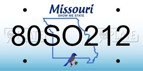 80SO212 Missouri License Plate