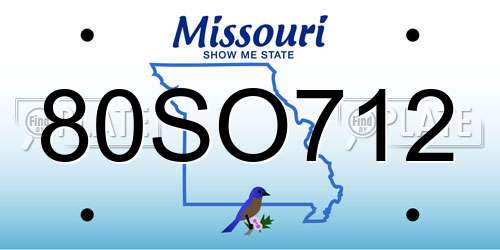 80SO712 Missouri License Plate
