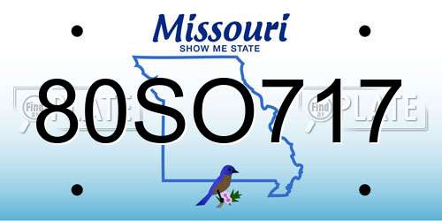 80SO717 Missouri License Plate