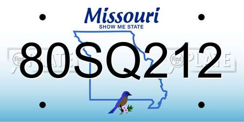 80SQ212 Missouri License Plate