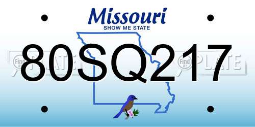 80SQ217 Missouri License Plate