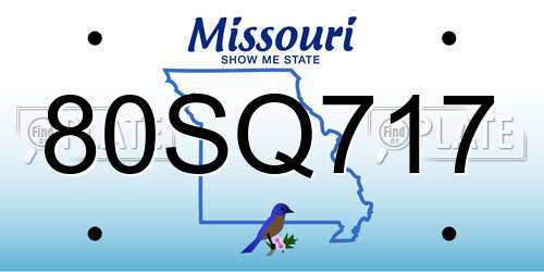 80SQ717 Missouri License Plate