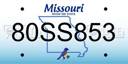 80SS853 Missouri License Plate