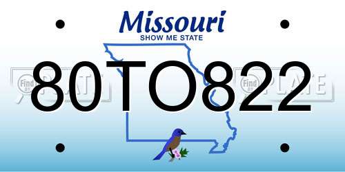 80TO822 Missouri License Plate