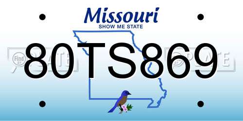 80TS869 Missouri License Plate