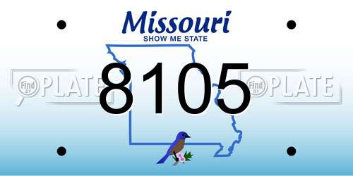 8105 Missouri License Plate