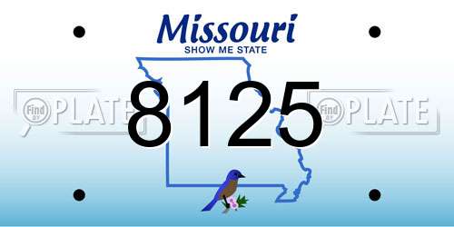 8125 Missouri License Plate