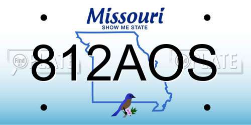 812AOS Missouri License Plate