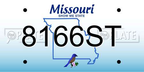 8166ST Missouri License Plate