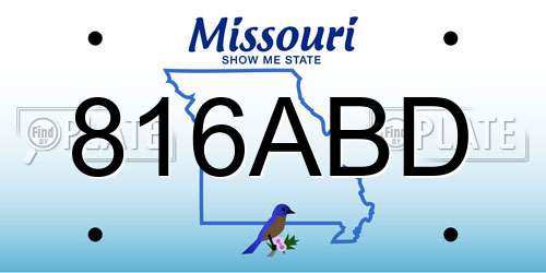 816ABD Missouri License Plate