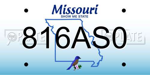 816AS0 Missouri License Plate