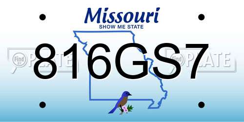 816GS7 Missouri License Plate