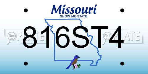 816ST4 Missouri License Plate
