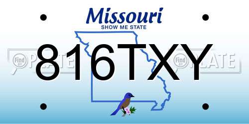 816TXY Missouri License Plate