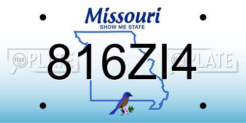 816ZI4 Missouri License Plate