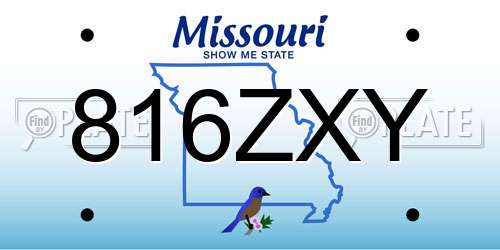 816ZXY Missouri License Plate