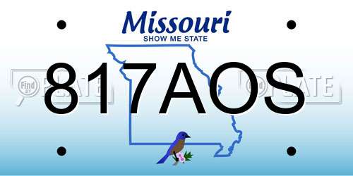 817AOS Missouri License Plate