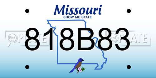 818B83 Missouri License Plate