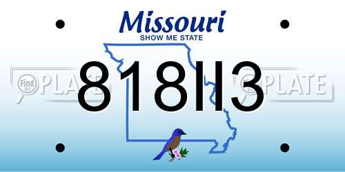 818II3 Missouri License Plate