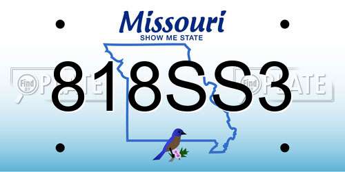 818SS3 Missouri License Plate